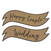 PartyDeco Papírová cedule Wedding a Happy Couple - rustikální svatební výzdoba a dekorace