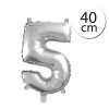 FUN RAG 4Silver-60033 Mini fóliový balón číslo 5 stříbrný 40 cm, 1 ks