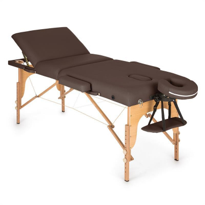 KLARFIT MT 500, hnědý, masážní stůl, 210 cm, 200 kg, sklápěcí, jemný povrch, taška (MSS-MT 500 brown)