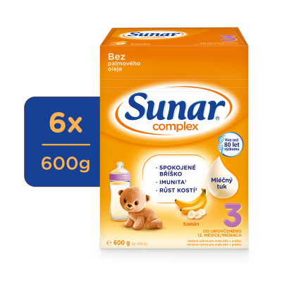 6x SUNAR Complex 3 Mléko batolecí banán 600 g