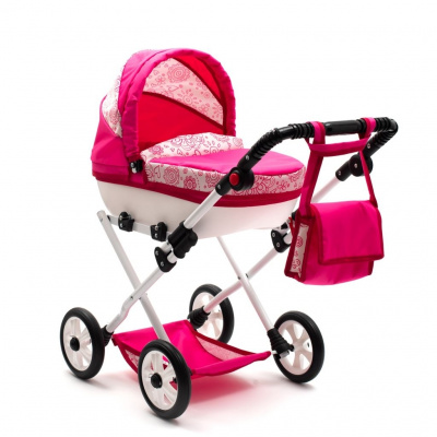 NEW BABY Dětský kočárek pro panenky New Baby COMFORT růžový srdíčka