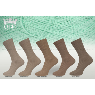 Pánské ponožky žebrované 5/2,100% bavlna - hnědý mix - H013-A