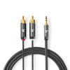 Nedis Fabritallic propojovací audio kabel zástrčka jack 3.5mm - zástrčka 2x cinch, 2 m (CATB22200GY20)