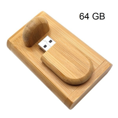 Woodrow Dřevěný USB flash disk 64GB - Bamboo - s pouzdrem (dřevěné usb)