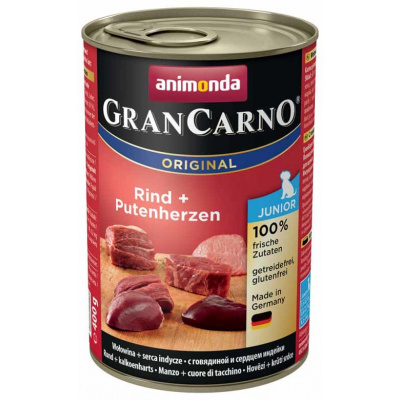 Animonda Gran Carno JUNIOR hovězí + krůtí srdce 12x 400 g