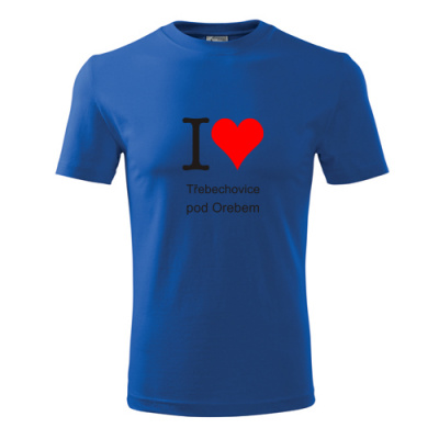 Modré tričko I love Třebechovice pod Orebem - suvenýry - upomínkové předměty