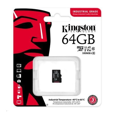 Kingston microSDXC 64GB Industrial bez adaptéru / UHS-I / U3 / V3 (SDCIT2/64GBSP)