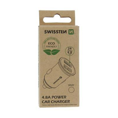 SWISSTEN CAR CHARGER 2x USB 4,8A METAL SILVER (ECO PACK) 20115100ECO