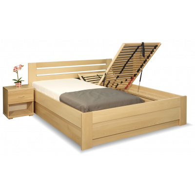 BedWorld Zvýšená postel s úložným prostorem Rita, 160x200, 180x200, masiv buk Povrchová úprava: bílá, Výška rámu: 50 cm, Typ roštů: Čelní výklop