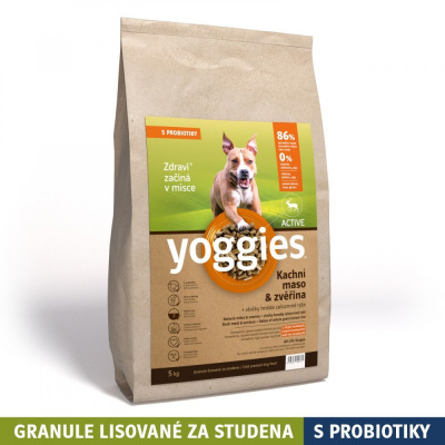 Yoggies Active Kachní maso&zvěřina, granule lisované za studena s probiotiky 5kg