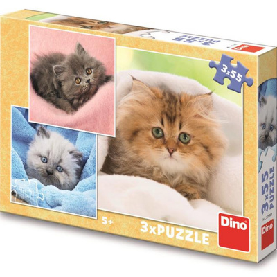 Dino Puzzle 3x55 dílků - Roztomilá koťátka