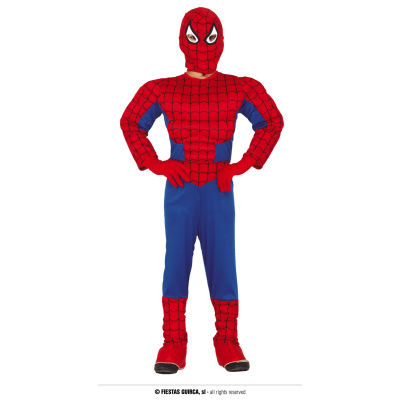Fiestas Guirca Kostým pavoučí muž se svaly - Spiderman - věk 7 - 9 roků - 125 - 135 cm