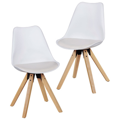 Wohnling sada 2 retro jídelních židlí LIMA bílá | Čalouněná židle