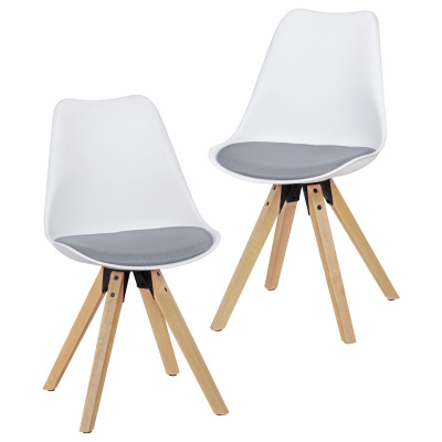 Wohnling sada 2 retro jídelních židlí LIMA bílá/šedá | Čalouněná židle