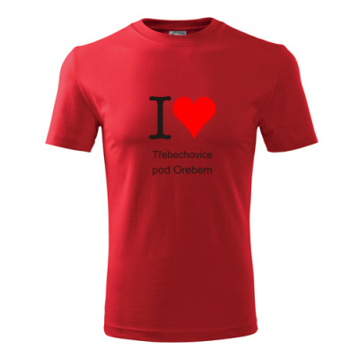 Červené tričko I love Třebechovice pod Orebem - suvenýry - upomínkové předměty