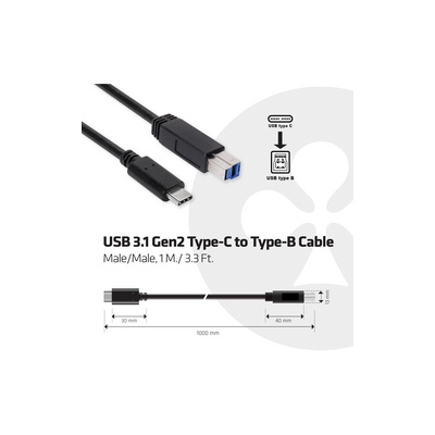 club3D USB kabel USB 3.2 Gen1 (USB 3.0 / USB 3.1 Gen1) USB-C ® zástrčka, USB-B zástrčka 1.00 m CAC-1524