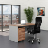 Rauman Sestava kancelářského nábytku SimpleOffice 1, 140 cm, ořech vlašský / šedá