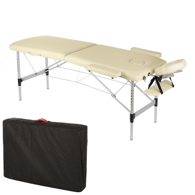 Mucola Masážní stůl Mucola 2 zónová masážní lavice skládací kosmetický stůl masážní stůl mobilní terapeutický stůl hliníkový rám - krémový