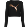 Puma Long Sleeve Crop T Shirt Ladies Black/RoseGold