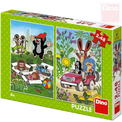 Dino Puzzle 2x48 dílků Krtek se raduje (Krteček) 18x26,5cm skládačka 2v1