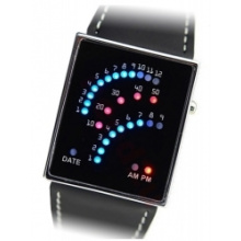 LED binární hodinky Retro Future 29 černé