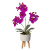Umělá Orchidej fialová v květináči na nožičkách, 42cm