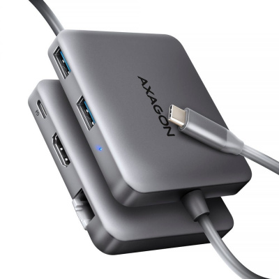 Replikátor portů AXAGON HMC-5HL 5-in-1 Hub, USB-C 5Gbps, 2x USB-A, HDMI 4k/60Hz, RJ-45, PD 100W, USB-C cable 20 cm (HMC-5HL)