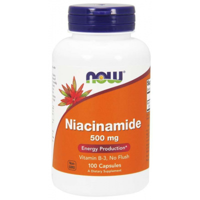 NOW Foods Vitamin B3 Nikotinamid (niacinamid), 500 mg, 100 kapslí