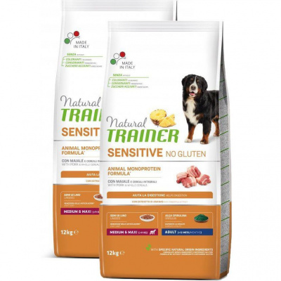 Trainer Natural Sensitive No gluten Adult M/M vepřové 2x12kg