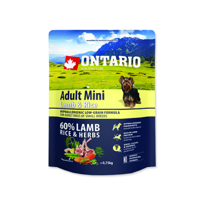 ONTARIO Adult Mini Lamb & Rice Hm: 0,75 kg