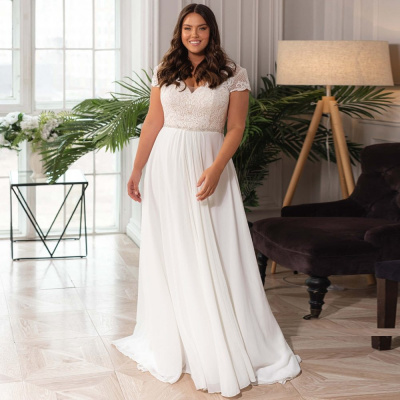 antické boho svatební šaty Vanessa Barva: Bílá, Velikost: XL-XXL, Materiál: šifón