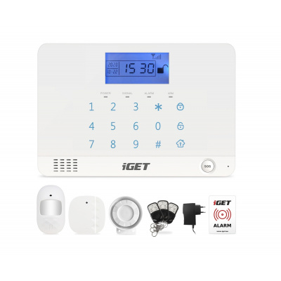 iGET SECURITY M3B - bezdrátový GSM alarm CZ, zasílá SMS/telefonuje,záložní baterie 8 hod,a