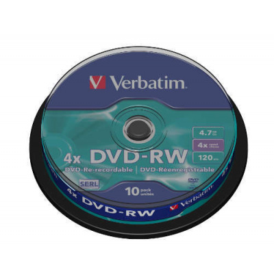 Verbatim DVD-RW Matt Silver, 4.7GB, 4x, 10ks, spindle - Verbatim DVD-RW 4,7GB 4x, 10ks (43552)