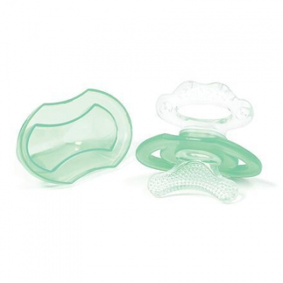 BabyOno silikonové bez BPA ve tvaru dudlíku s krytem zelená