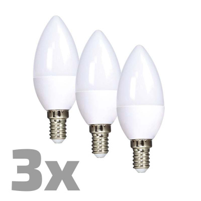 SOLIGHT ECOLUX LED žárovka Ecolux 3-pack, svíčka, 6W, E14, 3000K, 450lm, 3ks (WZ431-3)