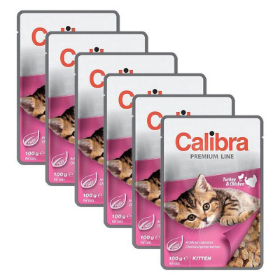 CALIBRA Cat Kitten kuřecí a krůtí kousky v omáčce 6 x 100 g