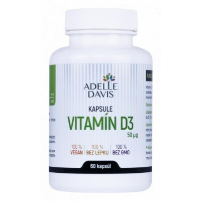 Adelle Davis Vitamín D3 50 mcg 60 kapslí