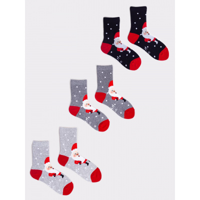Yoclub Vánoční ponožky 3-pack SKA-X049U-AA00 Vícebarevné 23-26