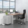Rauman Sestava kancelářského nábytku SimpleOffice 2, 140 cm, pravá, šedá / ořech vlašský
