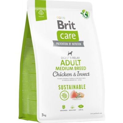 Brit Care Dog Sustainable Adult Medium Breed Chicken+Insect 3 kg