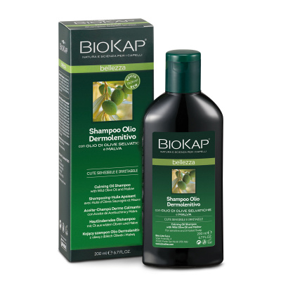 BIOKAP Zklidňující šampon na vlasy s olivovým olejem a slézem, 200 ml