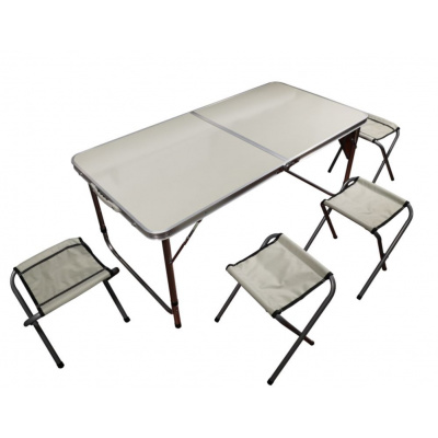Kempingový set, stůl a 4 židle, 120 x 60 cm - Rojaplast R84923