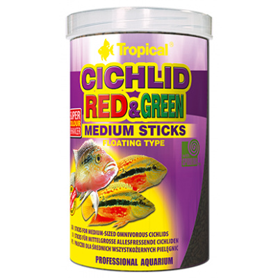 Tropical Cichlid Red & Green Medium Sticks 250ml/90g