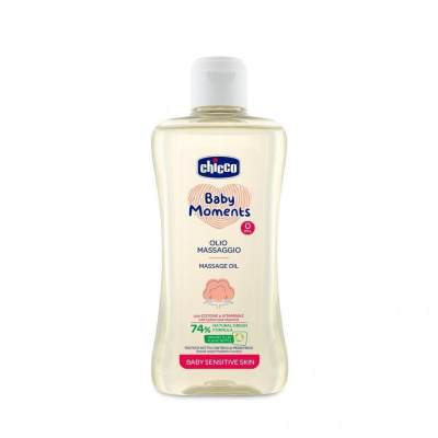 Chicco Olej masážní s bavlnou a vitamínem E Baby Moments Sensitive 200 ml