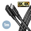 AXAGON BUCM32-CF10AB prodlužovací kabel USB-C (M) USB-C (F), 1m, USB 20Gbps, PD 240W, ALU, oplet - BUCM32-CF10AB