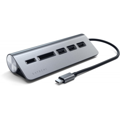 Replikátor portů Satechi Aluminium Type-C USB Hub (3x USB 3.0,MicroSD) - Space Gray (ST-TCHCRM)