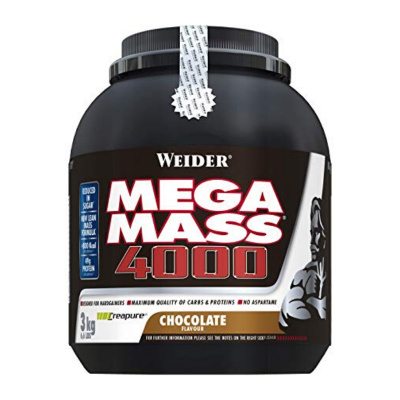 Weider, Giant Mega Mass 4000, Gainer, 3000 g, Jahoda