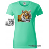 damske-tricko-potisk-tygr-menici-barvu Velikost dámská trička Basic: S šířka 44, délka 60, Odstín dámské tričko Basic: Mátové