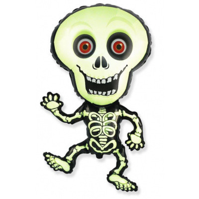 FLEXMETAL Balón foliový Skeleton - Kostra - kostlivec - 82 cm - Halloween - černo-zelený