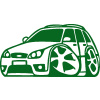 SAMOLEPKA Ford Mondeo combi karikatura levá (20 - tmavě zelená) NA AUTO, NÁLEPKA, FÓLIE, POLEP, TUNING, VÝROBA, TISK, ALZA